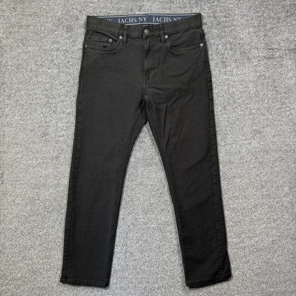Jachs NY Mens 30x29 Black Slim Fit Stretch Pants 5-Pocket